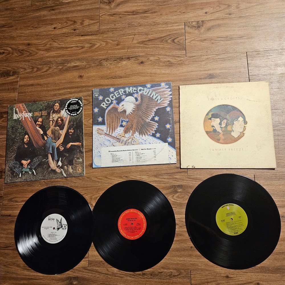 Lot of 3 70s Vinyl Folk Rock - Roger McGuinn,โ Seals & Crofts, Lindisfarne PROMO